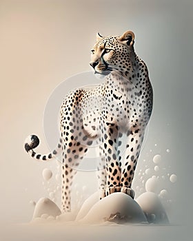 White leopard studio shot. Generative AI