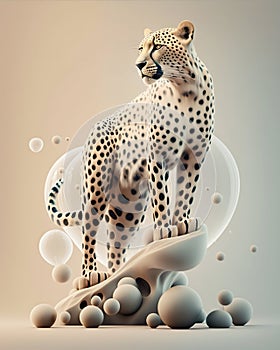 White leopard studio shot. Generative AI