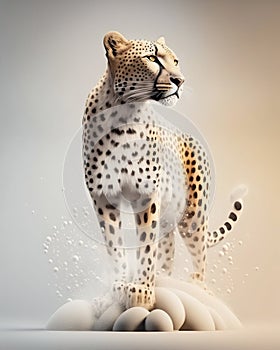 White leopard studio shot. Generative AI