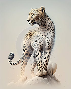 White leopard studio shot. Generative AI