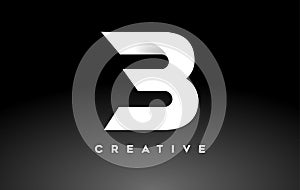 White Letter B Logo Design with Minimalist Creative Look and soft Shaddow on Black background Vector