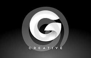 White Letter G Logo Design with Minimalist Creative Look and soft Shaddow on Black background Vector