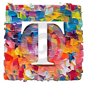 white letter on multicolored background made of painting brush strokes, 3d rendering