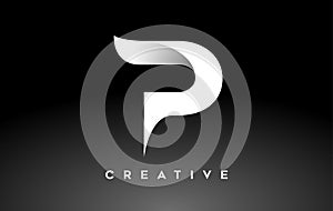 White Letter P Logo Design with Minimalist Creative Look and soft Shaddow on Black background Vector