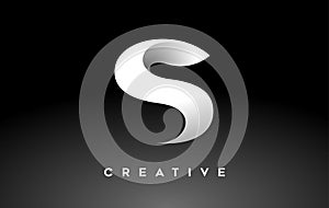 White Letter S Logo Design with Minimalist Creative Look and soft Shaddow on Black background Vector