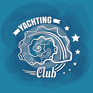 White Lettering Yachting Club Seashell