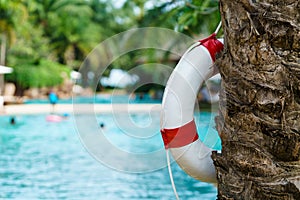 White lifebuoy at swimming pool