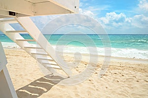 White Lifeguard house on a beach