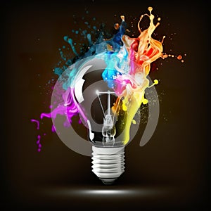 White light bulb on bright background in plasma color background