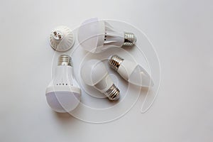 White light bulbs isolated from above