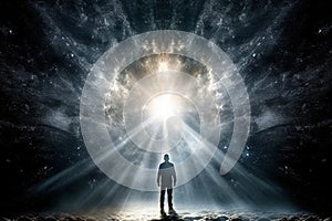 White light of God entering the heart of a man Ai generative