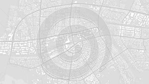 White and light grey Gaborone city area, Botswana, vector background map, roads and water cartography illustration