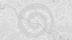 White and light grey Leeds city area vector background map, streets and water cartography illustration