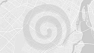 White and light grey Montreal City area vector background map, streets and water cartography illustration