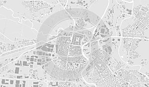 White and light grey Plzen City area vector background map, PlzeÅˆ roads and water cartography illustration