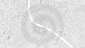 White and light grey Salzburg City area vector background map, roads and water cartography illustration