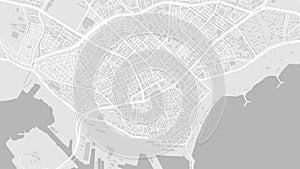 White and light grey Varna City area vector background map, streets and water cartography illustration