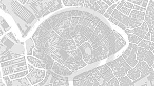 White and light grey Venice City area vector background map, streets and water cartography illustration