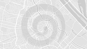 White and light grey Vienna City area vector background map, streets and water cartography illustration