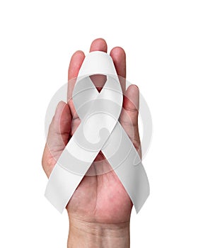 White or light pearl awareness ribbon for Lung cancer, Bone cancer, Multiple Sclerosis, SCID