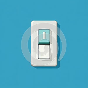 White light switch with turquoise and white toggle on blue background