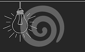 White lightbulb on a chalckboard banner. Creative idea concept illustration. Vector icon.