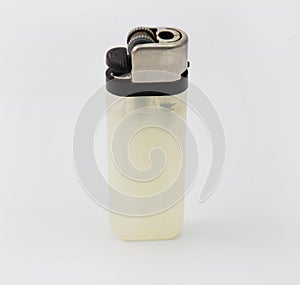 White lighter isolated on white, cheap lighter