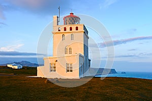 White lighthouse at Cape Dyrholaey