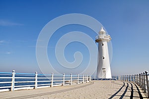 White lighthouse at Cheongsapo port, Busan, South Korea