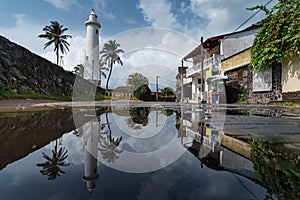 White lighthouse in Galle Fort, Sri Lanka