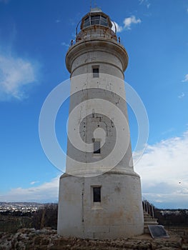 White lighthouse in historical site of kato pafos