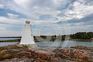 The white lighthouse in KÃ¤ringsund