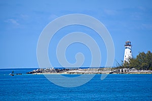 White lighthouse in Nassau Bahamas