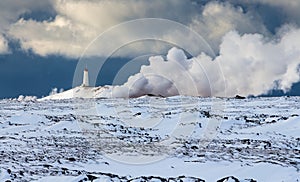 White Lighthouse, Reykjanes peninsula,