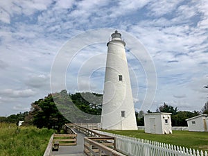 White lighthouse on a summer day