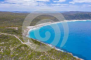 White lighthouse at Torndirrup National Park, Australia