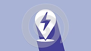 White Lightning bolt icon isolated on purple background. Flash icon. Charge flash icon. Thunder bolt. Lighting strike