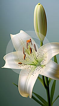 White lily flower macro photo dark blurred wallpaper background