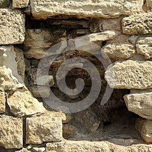 White Limestone Wall With Black Hole Texture Background