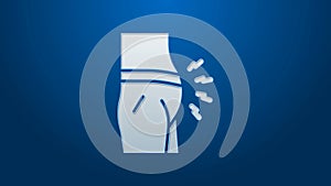White line Abdominal bloating icon isolated on blue background. Constipation or diarrhea. 4K Video motion graphic