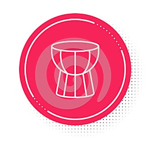 White line African darbuka drum icon isolated on white background. Musical instrument. Red circle button. Vector