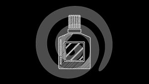 White line Aftershave icon isolated on black background. Cologne spray icon. Male perfume bottle. 4K Video motion