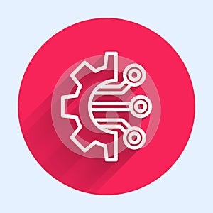 White line Algorithm icon isolated with long shadow. Algorithm symbol design from Artificial Intelligence collection