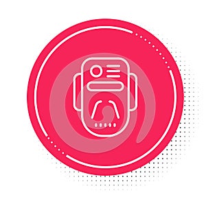 White line Artificial intelligence robot icon isolated on white background. Machine learning, cloud computing. Red