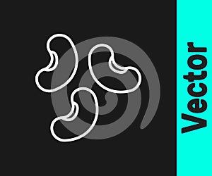 White line Beans icon isolated on black background. Vector