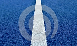 White line on blue football artificial turf texture and background