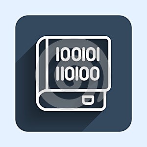 White line Books about programming icon isolated with long shadow background. Programming language concept. PHP, CSS