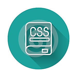 White line Books about programming icon isolated with long shadow background. Programming language concept. PHP, CSS