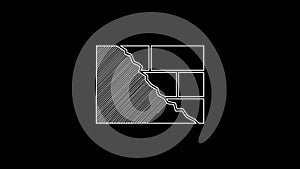 White line Bricks icon isolated on black background. 4K Video motion graphic animation