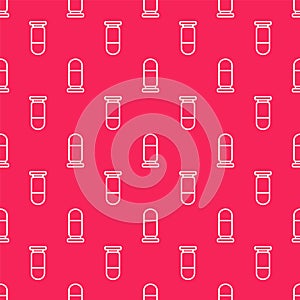 White line Bullet icon isolated seamless pattern on red background. Vector